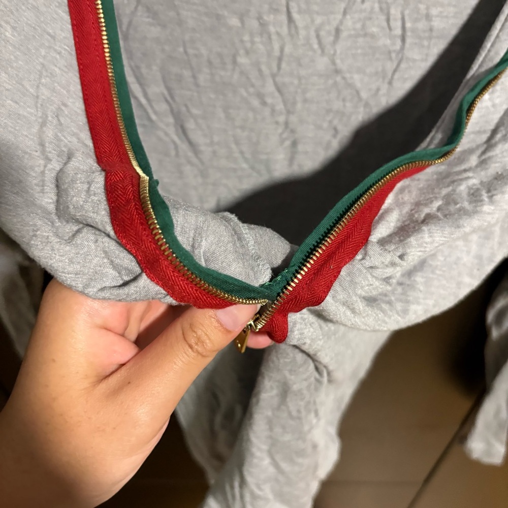 Gucci Gray Long Sleeve Top with Red and Green Accents Zip Up Top - Picture 4 of 7
